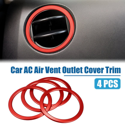 Set of 4 AC Air Vent Outlet Cover Ring Trim for Toyota Tundra (2014–2021) Red