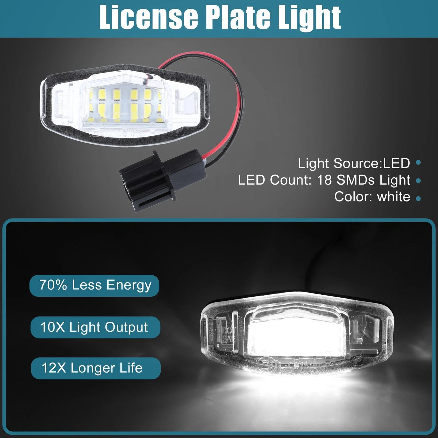 2X LED License Plate Light for Honda Acura