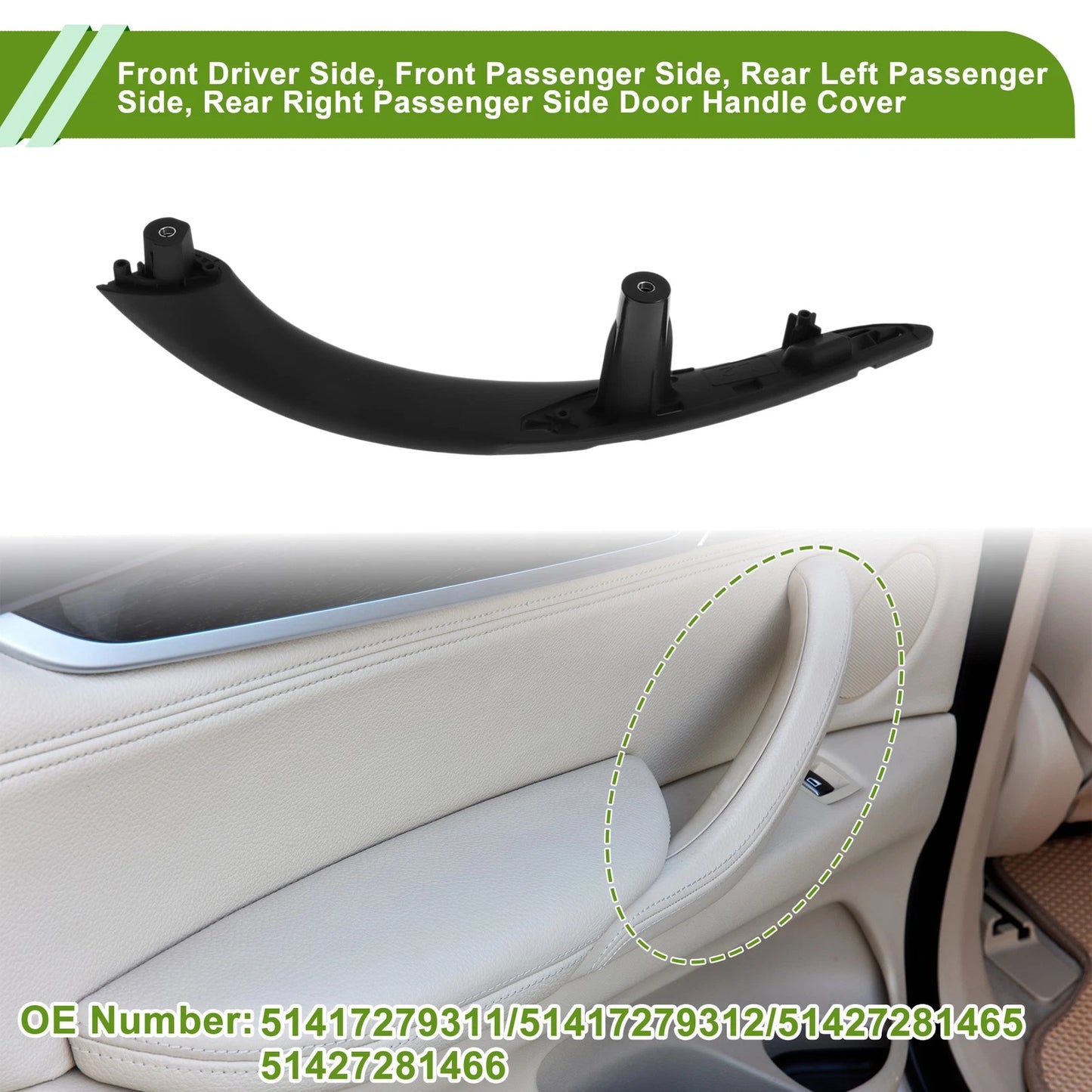 Door Panel Handle Pull Trim Cover for BMW 3 Series F30 F31 (2013–2018) No. 51417279311