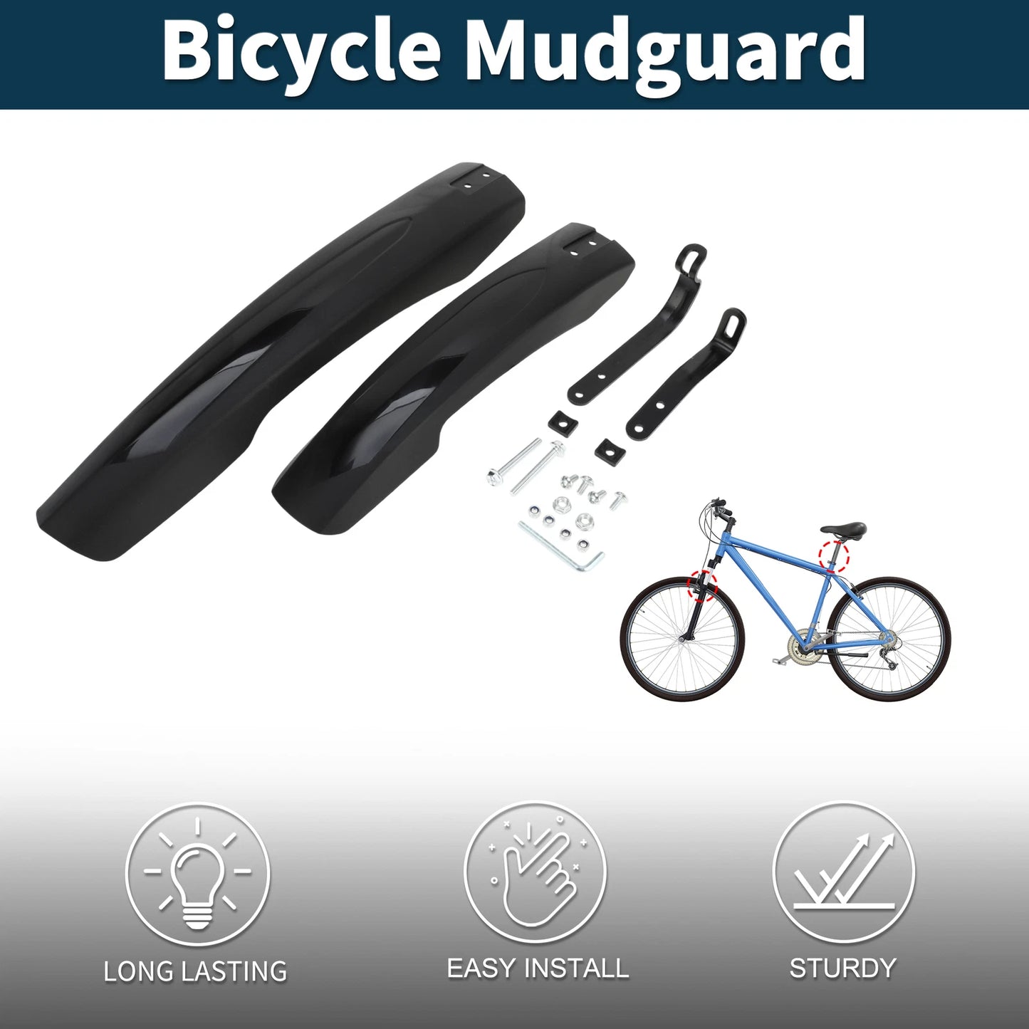Set of 2 Mudguards for Road Bike MTB (13.19" Front, 17.91" Rear)