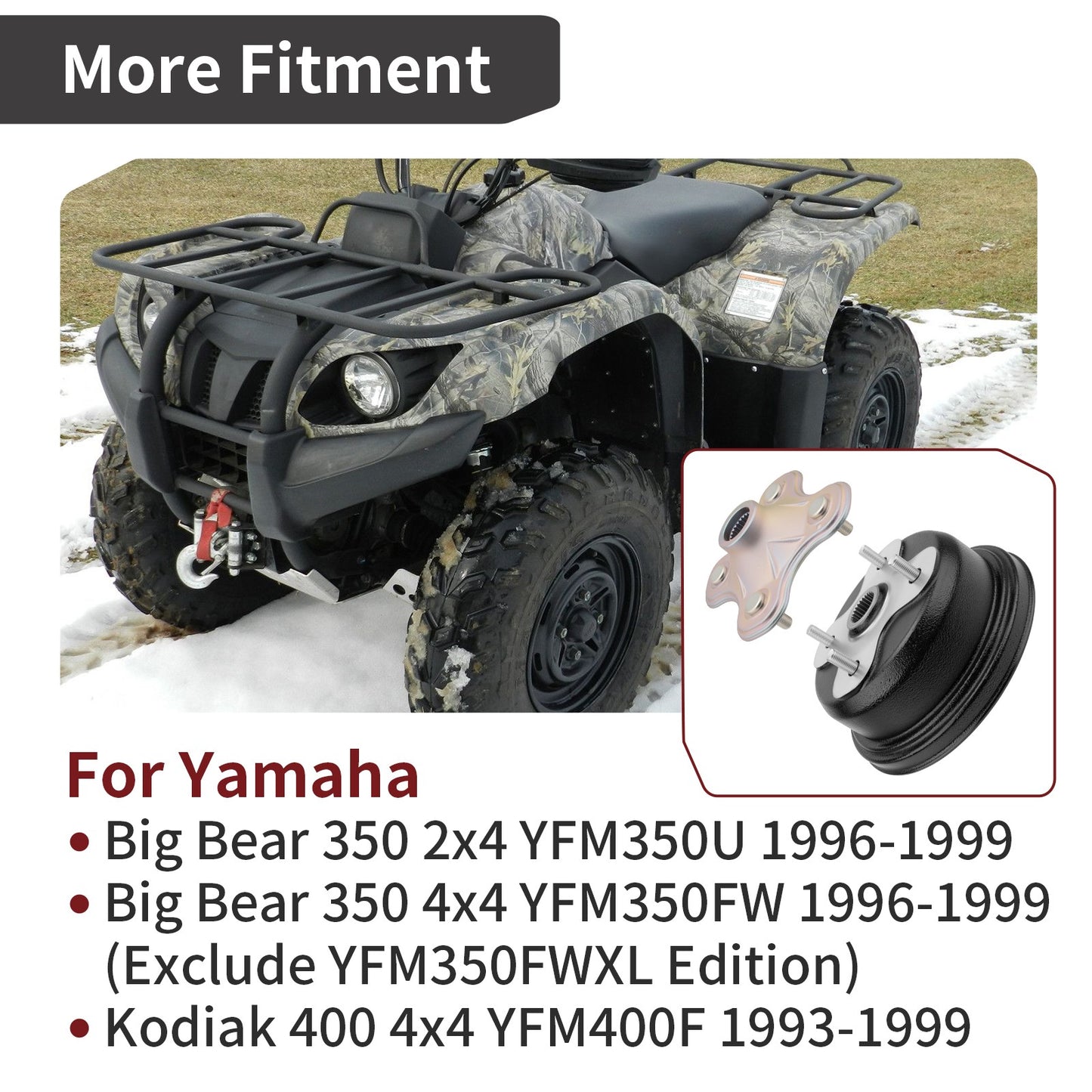 Rear Brake Drum and Wheel Hub Set for Yamaha Kodiak 400 (1993–1999)