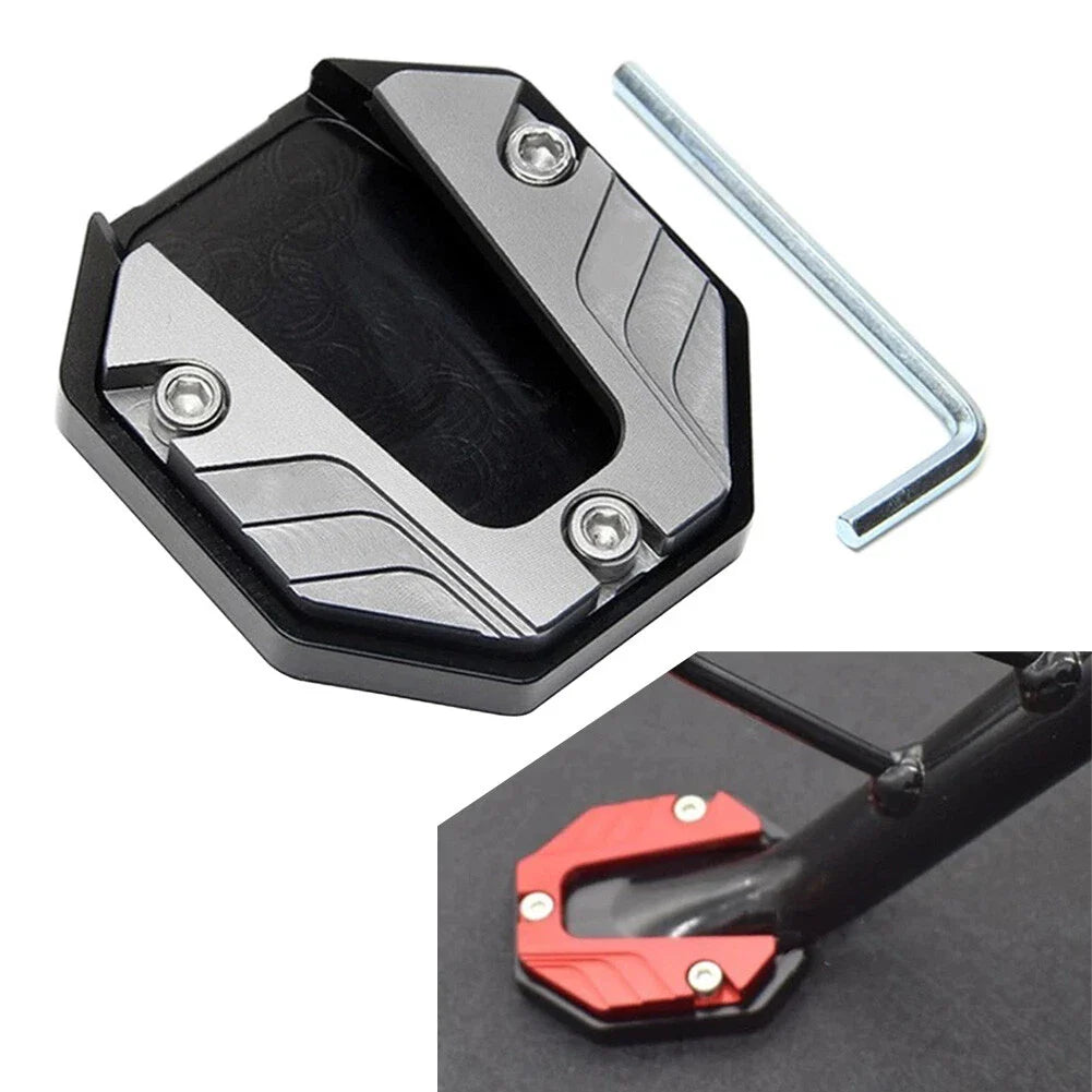 Kickstand Extender Foot Side Stand Pad for Motorcycle - Silver