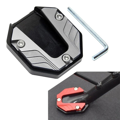 Kickstand Extender Foot Side Stand Pad for Motorcycle - Silver