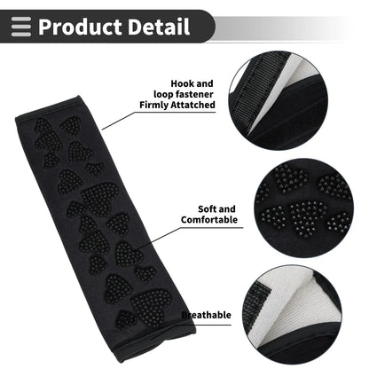 Set of 2 Black Seat Belt Cover Pads for Universal Fit (23cm)