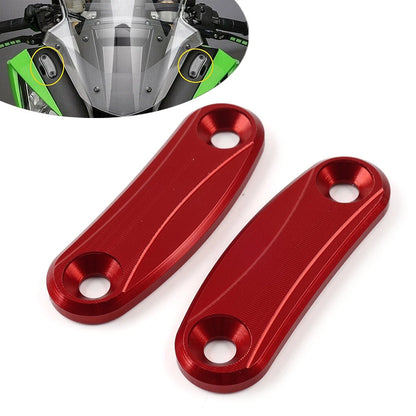 Rearview Mirror Block Off Base Plates Cover Red for Kawasaki ZX-10R (2011–2015)