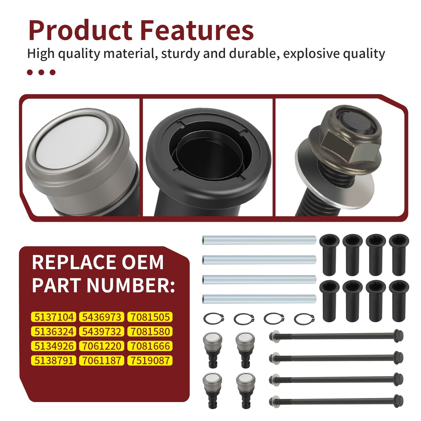 Front Upper A Arm Ball Joint Kit for Polaris RZR S 800 (2009–2014)