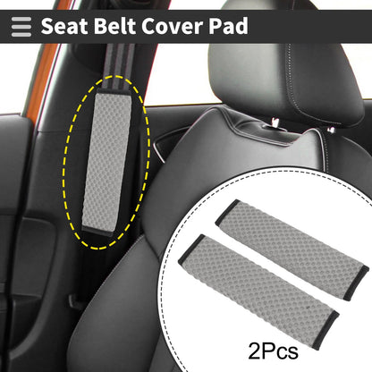 Set of 2 Gray Seat Belt Cover Pads for Universal Fit (23cm)