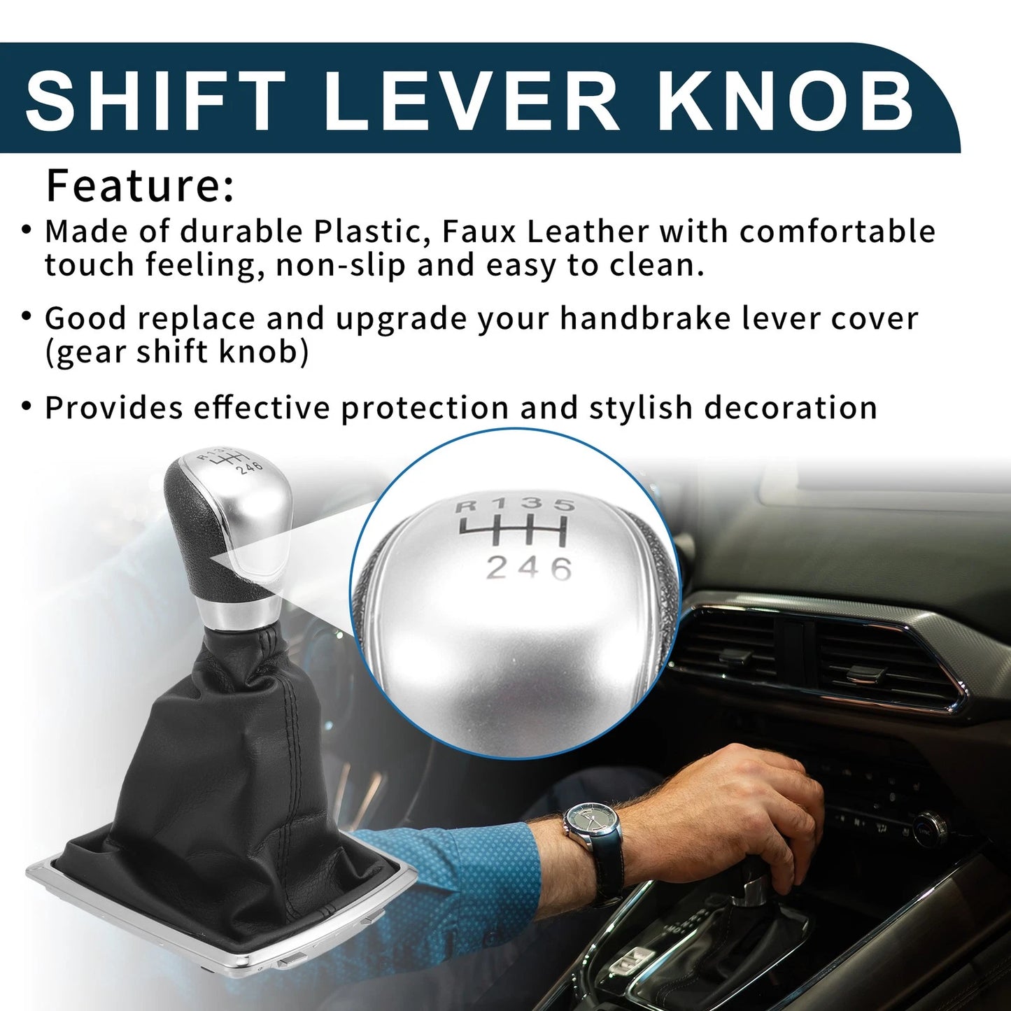 6 Speed Manual Gear Shift Knob with Cover for Ford Focus MK2 (2005–2011)