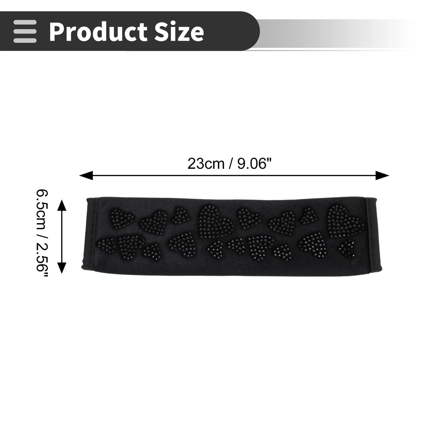Set of 2 Black Seat Belt Cover Pads for Universal Fit (23cm)