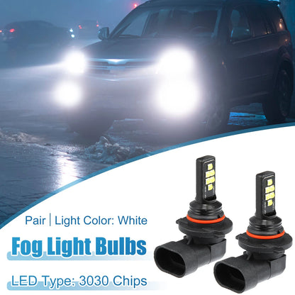 Set of 2 9006 LED Fog Light Bulbs 80W 3030 Chips for Auto