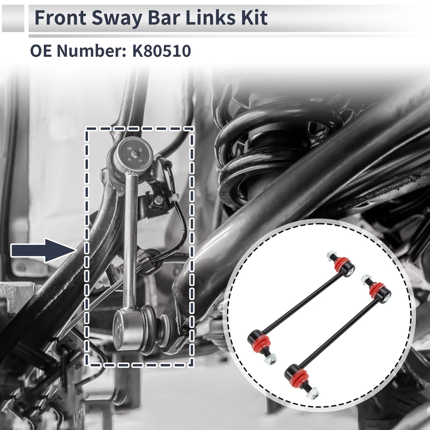 Front Stabilizer Bar Links for Hyundai Tucson (2005–2009) No.K80510, Set of 2