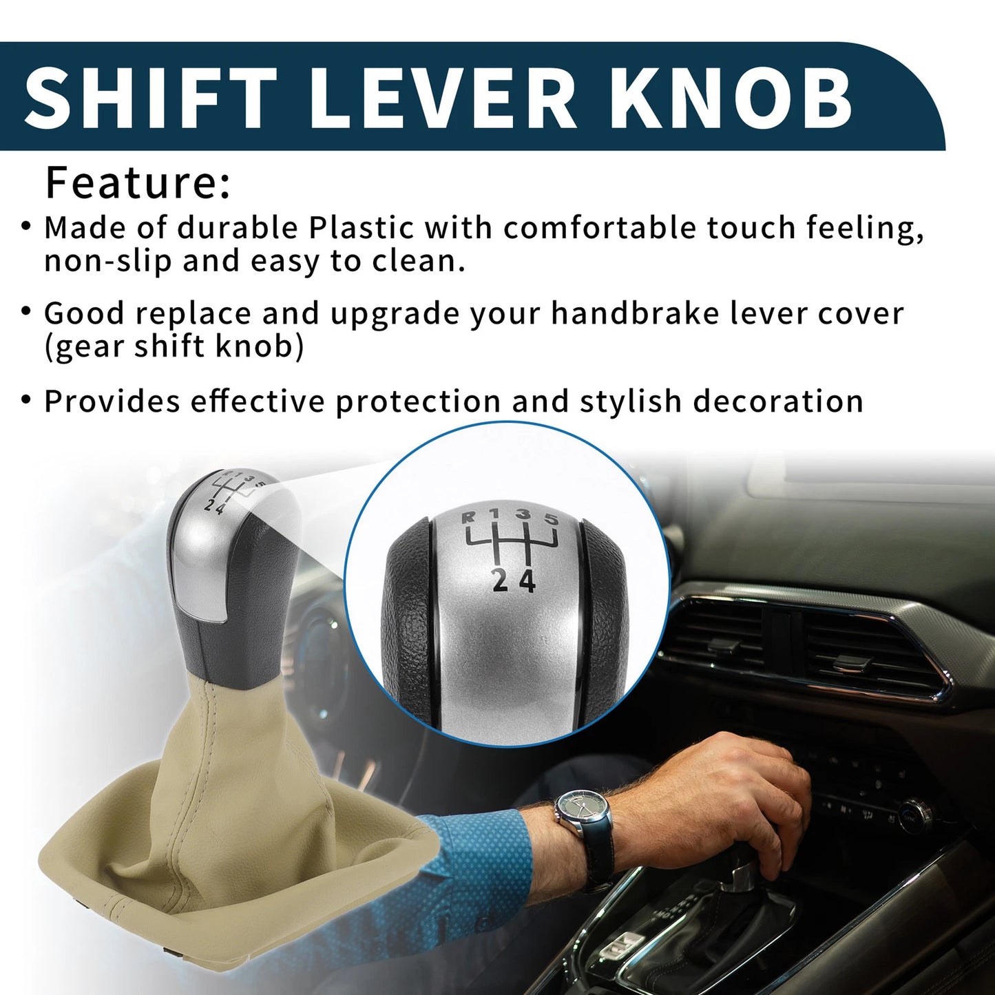 5 Speed Manual Gear Shift Knob w/ Cover for Skoda Octavia (2004–2012) Faux Leather