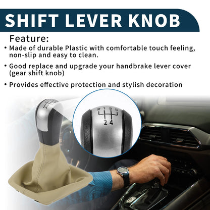 5 Speed Manual Gear Shift Knob w/ Cover for Skoda Octavia (2004–2012) Faux Leather