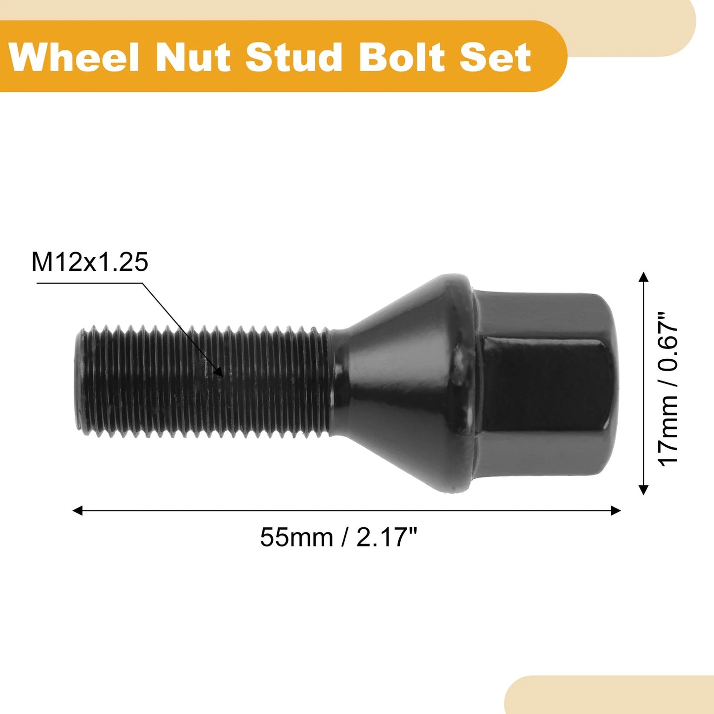 10 Pcs M12x1.25 Wheel Lug Stud for Jeep Compass (2017–2019) No.611005 Alloy Steel
