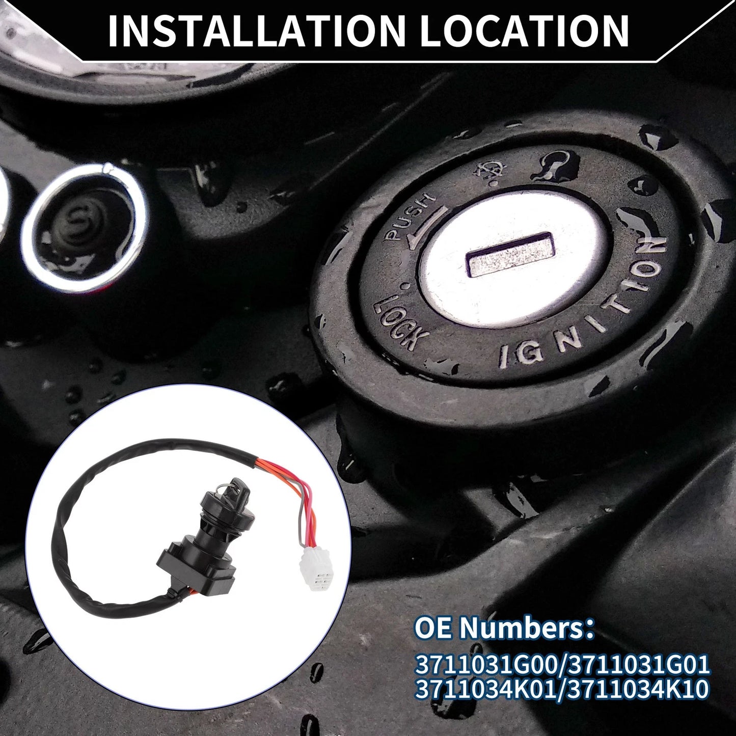 Set of 1 Ignition Key Switch No.3711031G00 for Suzuki LTA 500 KingQuad (2019–2023)