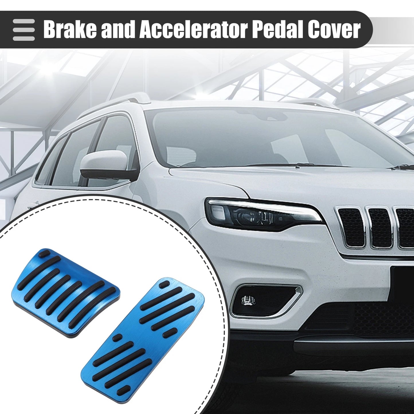 Set of 2 Brake Accelerator Pedal Covers for Jeep Cherokee (2014–2021) Black Blue