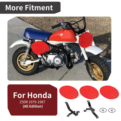3 Red Number Plate Kit for Honda Z50 Z50R (1979–1987) with Brackets