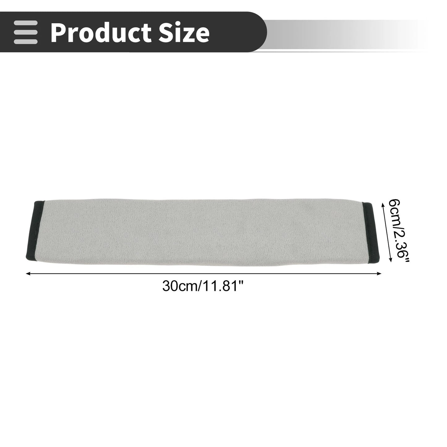 Set of 2 Grey Suede Seat Belt Cover Pads 30cm for Universal Fit