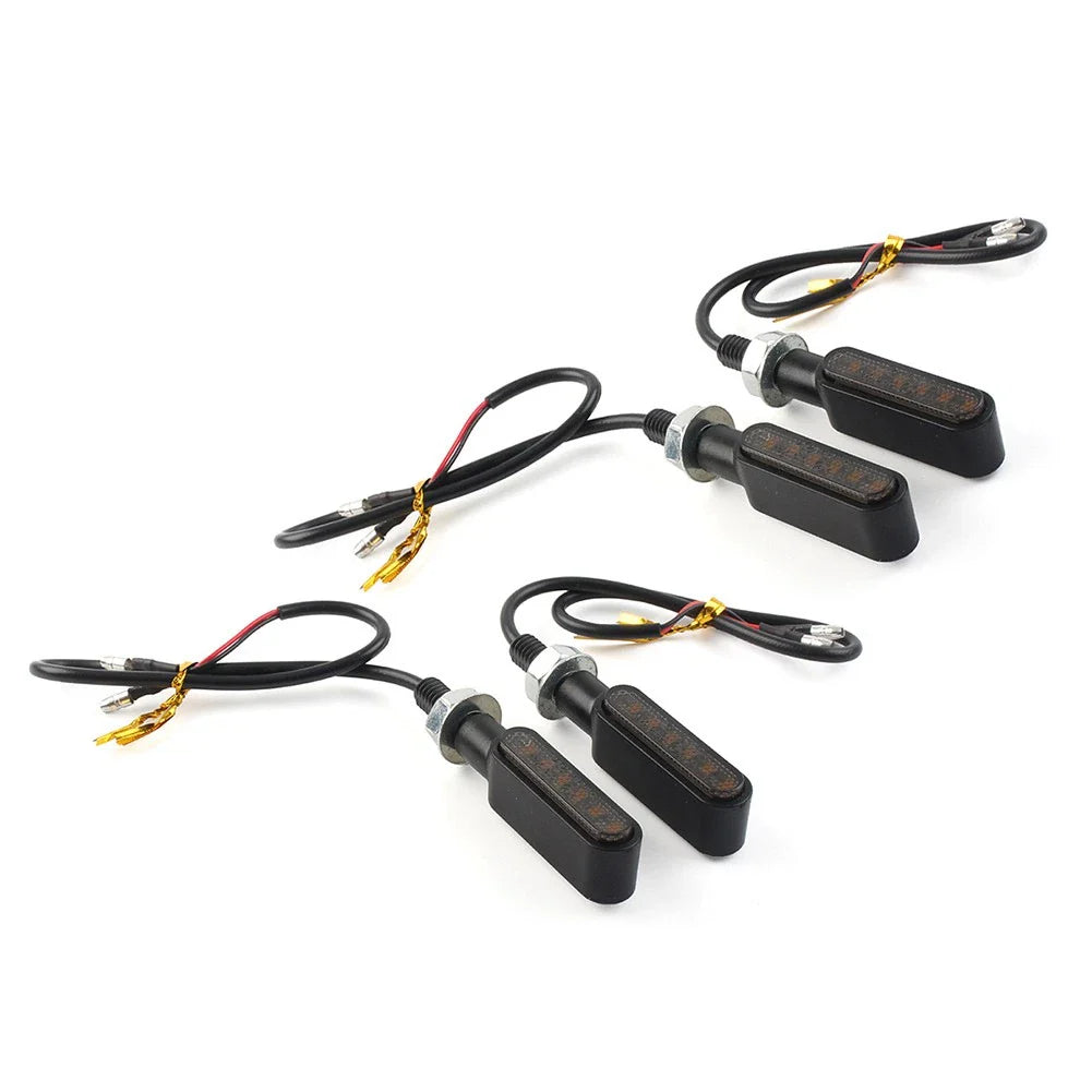 4x LED Mini Turn Signal Lights Amber for Cafe Racer Bobber