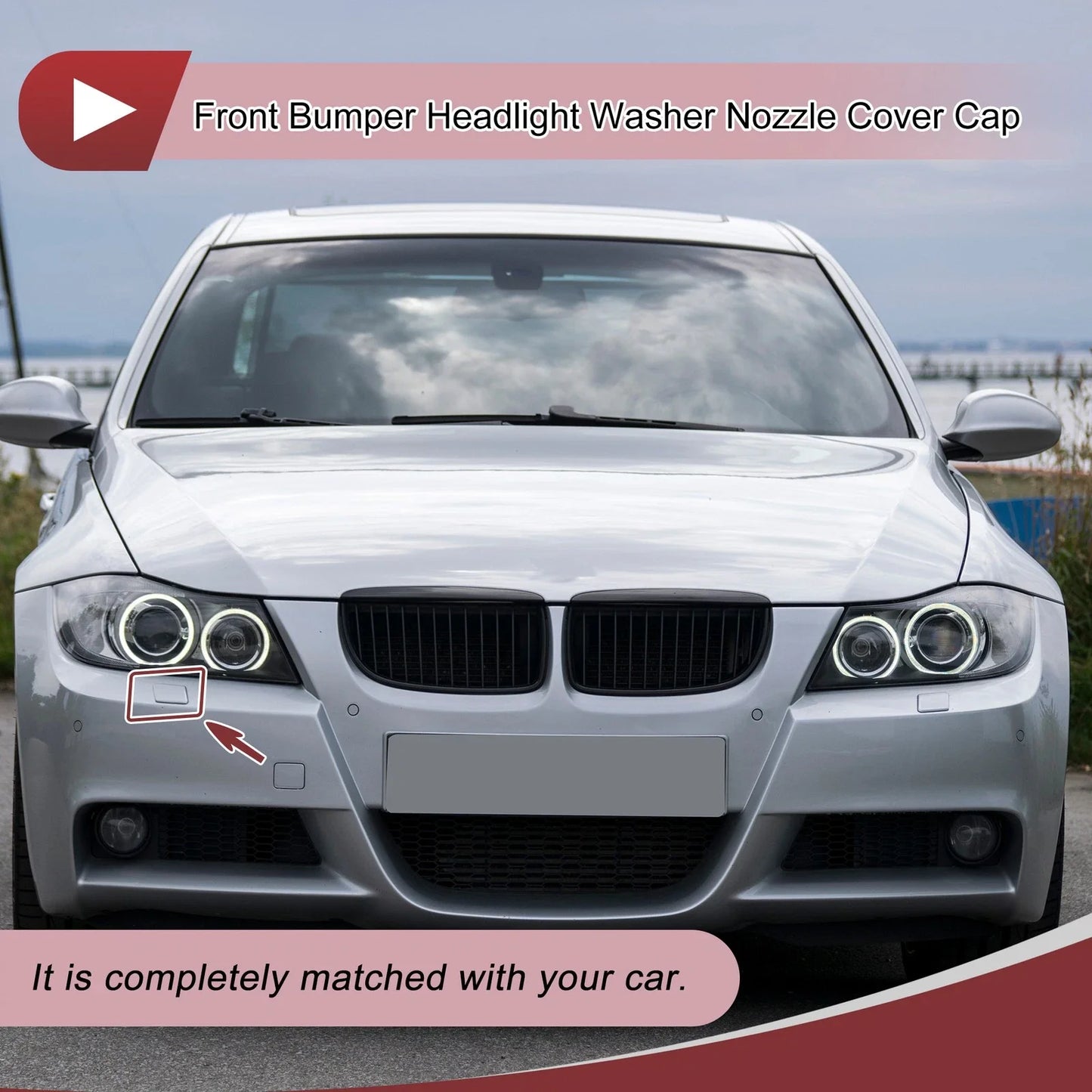 Bumper Headlight Washer Nozzle Cover Cap for BMW 328i White