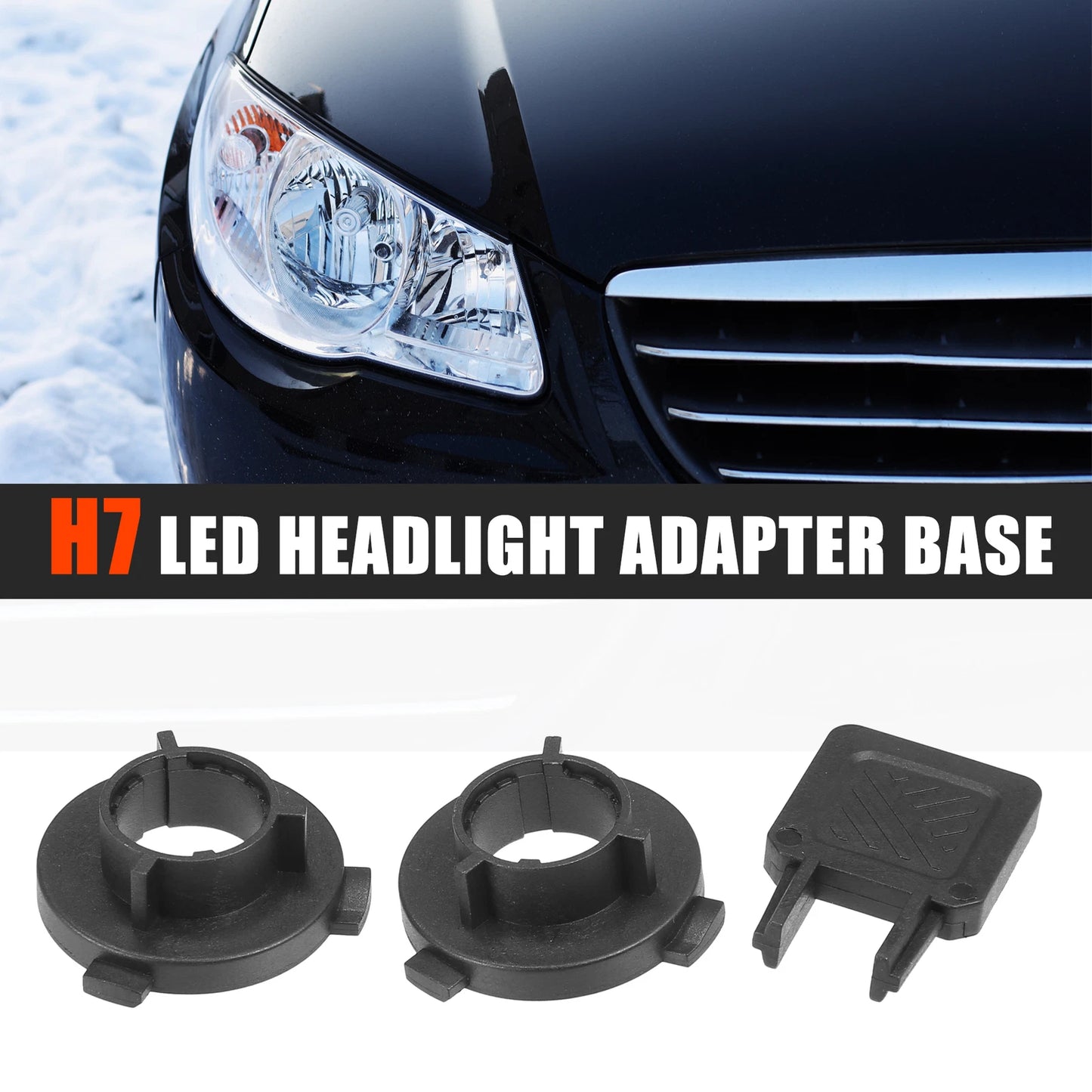 Set of 2 H7 LED Headlight Adapter Bases for Kia K3 (2012–2015)
