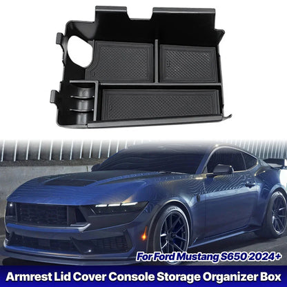 Armrest Lid Cover Console Storage Organizer Box for Ford Mustang (2024–2025)