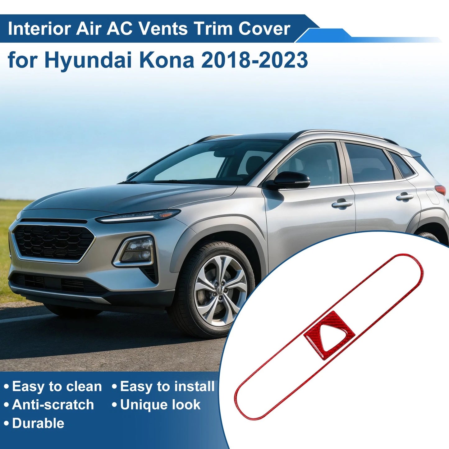 Air Condition Outlet Vent Trim Cover Frame for Hyundai Kona (2018–2023)