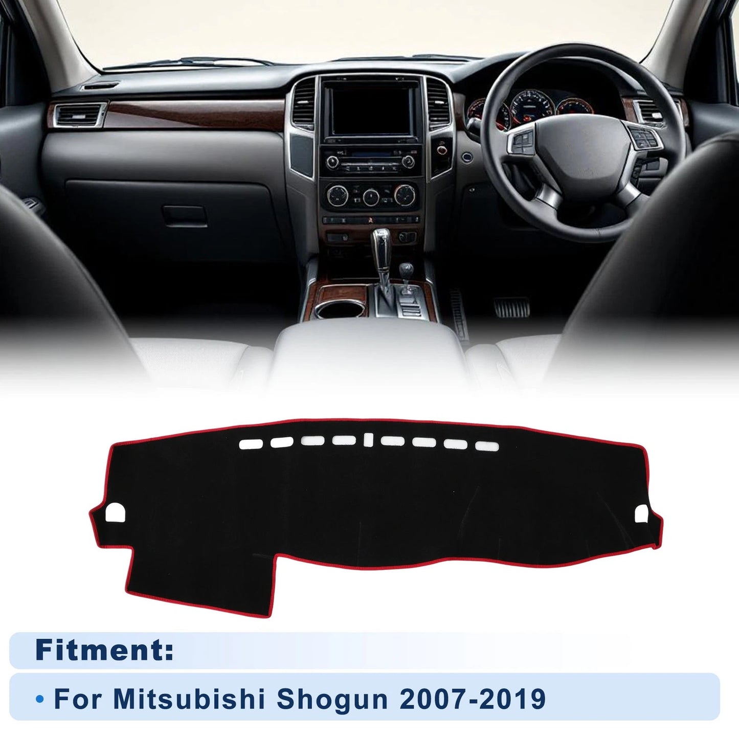 Dash Cover for Mitsubishi Shogun (2007–2019) Polyester Black Red Edge