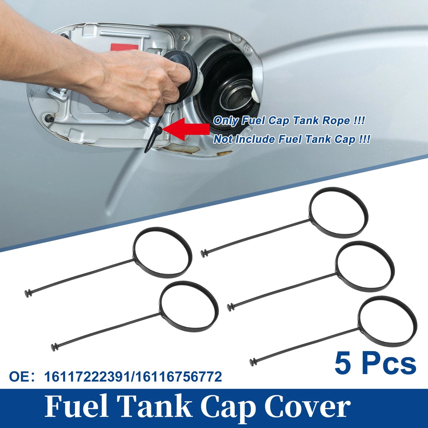 5 Pcs Fuel Tank Cap Tether Rope for BMW X6 (2008–2018) No. 16117222391