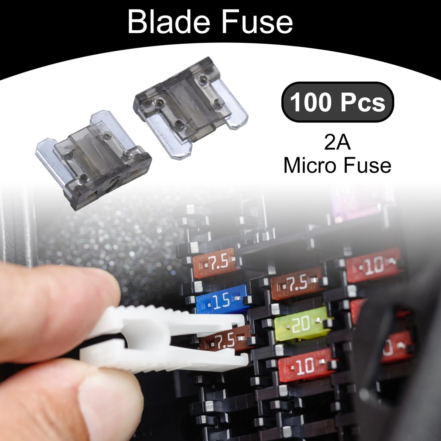 100 Pcs Micro 2A Blade Fuse for Car Boat Truck RV Motorcycle