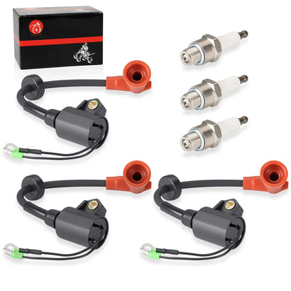 3x Ignition Coil & Spark Plug Cap for Yamaha Outboard 9.9-250