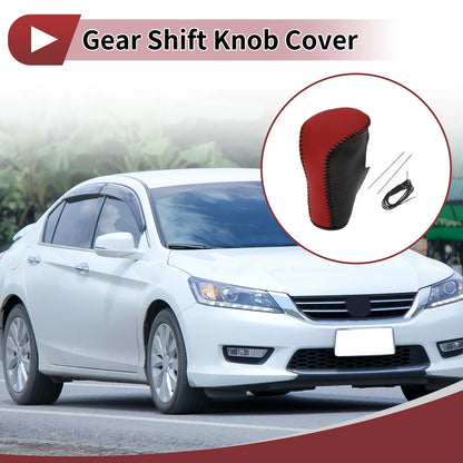 1Pc Gear Shift Knob Cover for Honda Accord 8 (2008–2012) Black Red Leather