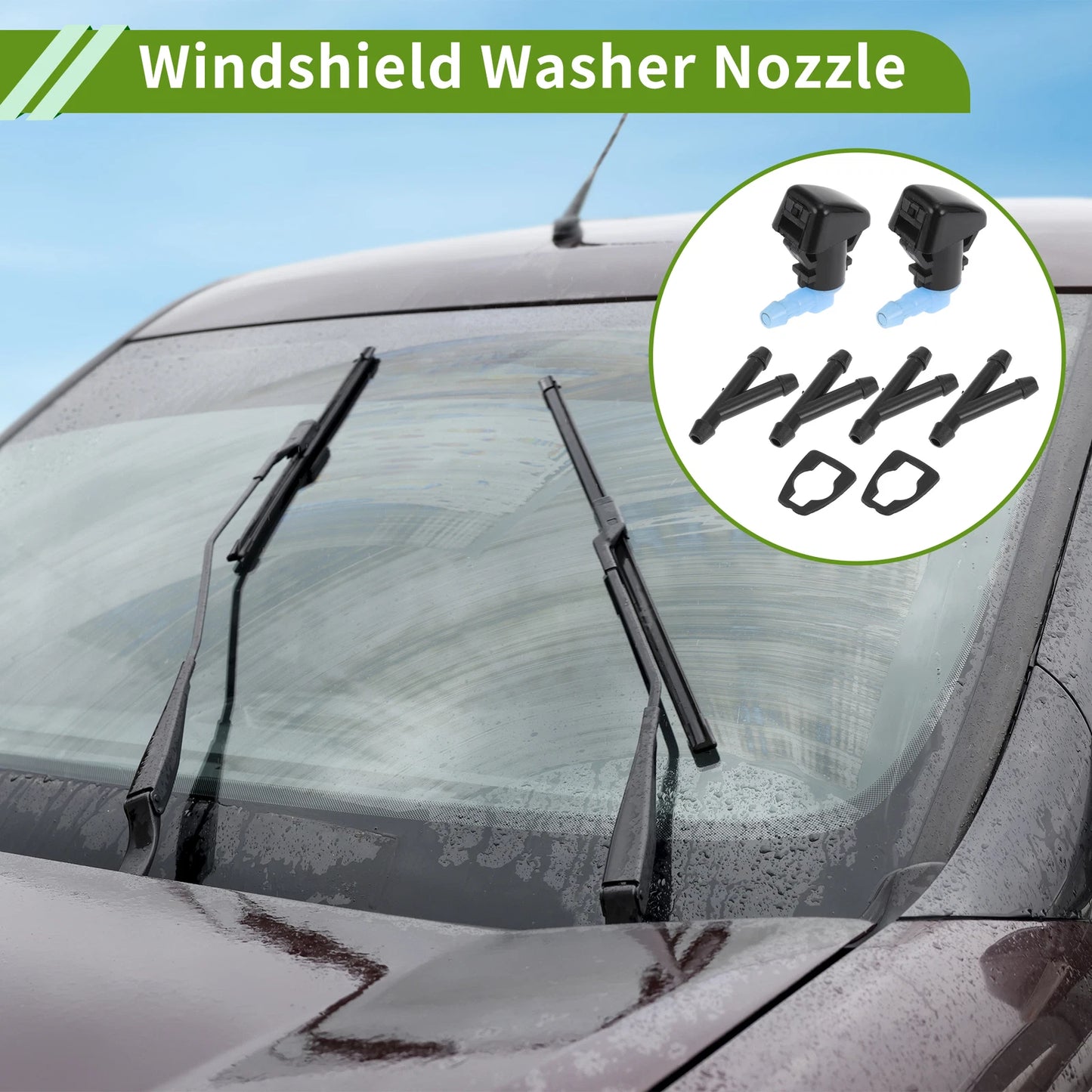 Windshield Washer Nozzle Set with Hose Connector for Ford (2011–2014) No.BT4Z17603A