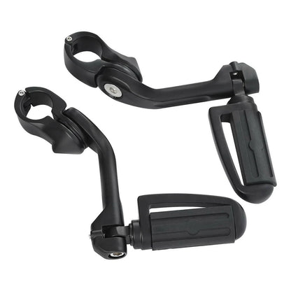 1 1/4 in Highway Bar Footpegs Long Angled Mount Kit for Motorcycle Matte Black