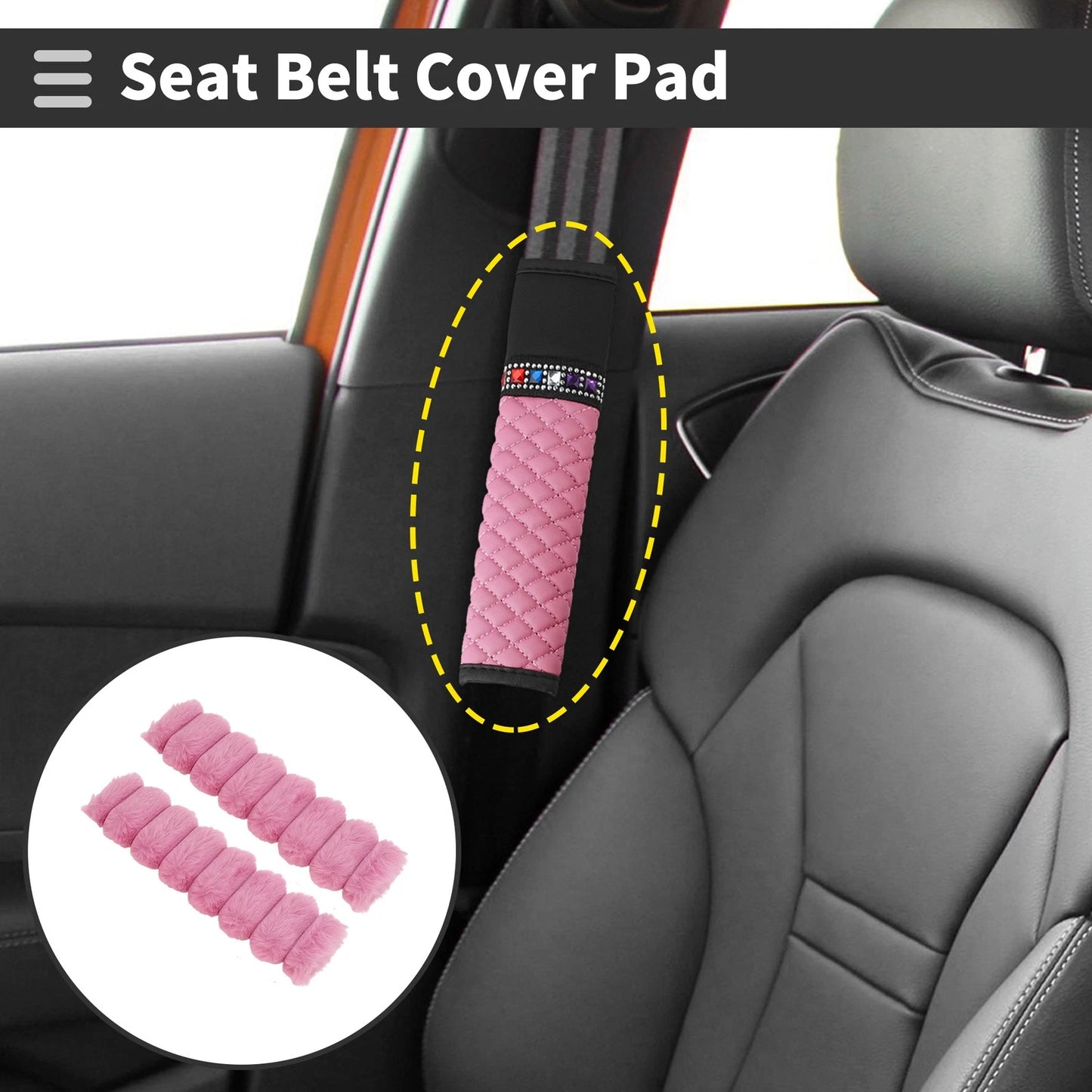 Set of 2 Rose Red Seat Belt Cover Pads for Universal Fit (24cm)