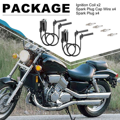 Set of 2 Ignition Coils & Spark Plugs for Honda Magna 750 (1995–1996)