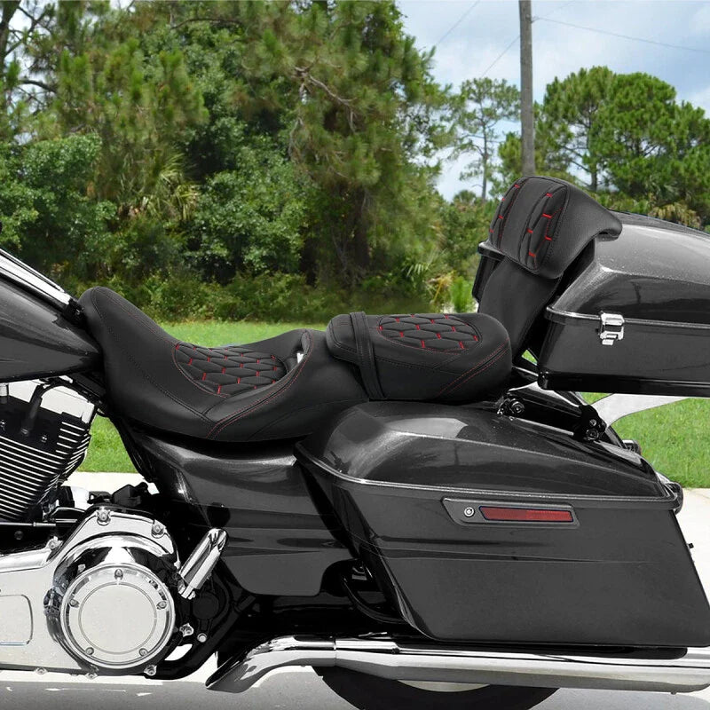 Driver Passenger Seat Backrest for Harley Road Glide (2014-2023) Red Stitching