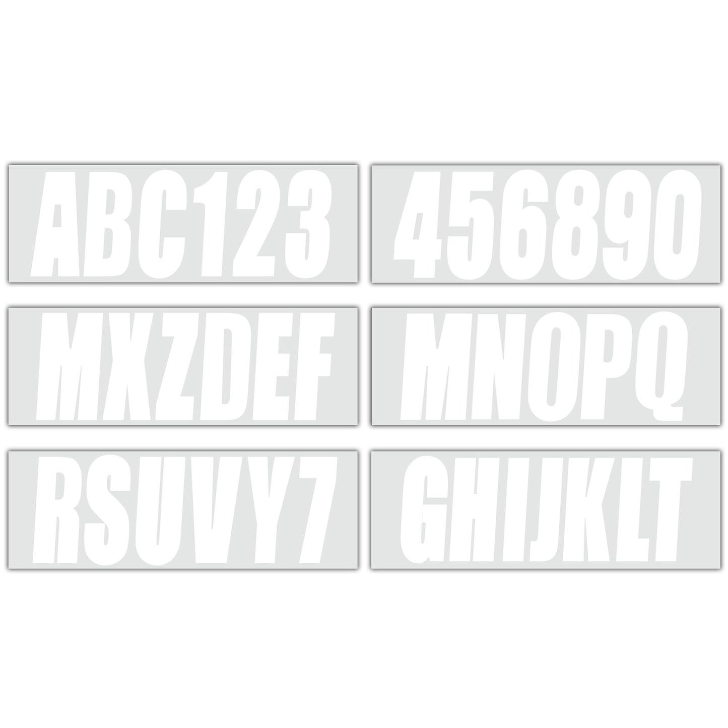 Set of 4 White Boat Registration Letters and Numbers Decals A-Z & 0-9