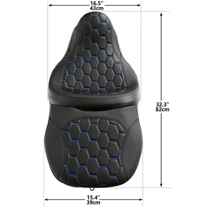 Black Rider Driver Passenger Seat for Harley Touring Street Glide (2009-2023)