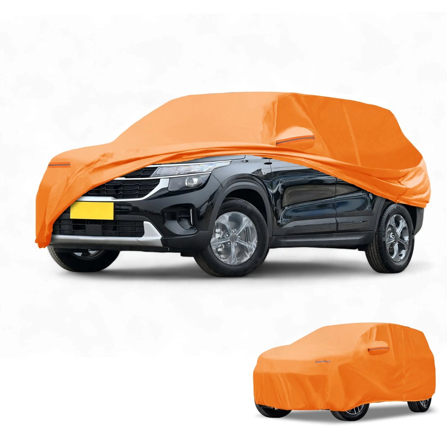 Waterproof Car Cover for Kia Seltos (2020–2023) - Orange Cotton, Zipper