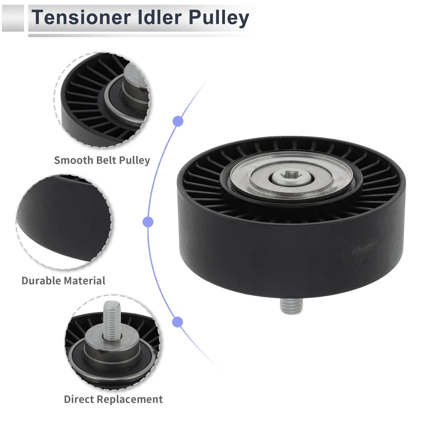 Drive Belt Idler Pulley for BMW Series 3 (2008–2012) No. 11287578675 Black