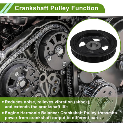 Engine Harmonic Balancer Crank Pulley for Lexus CT200h (2011–2017) 1347037020 Steel Black