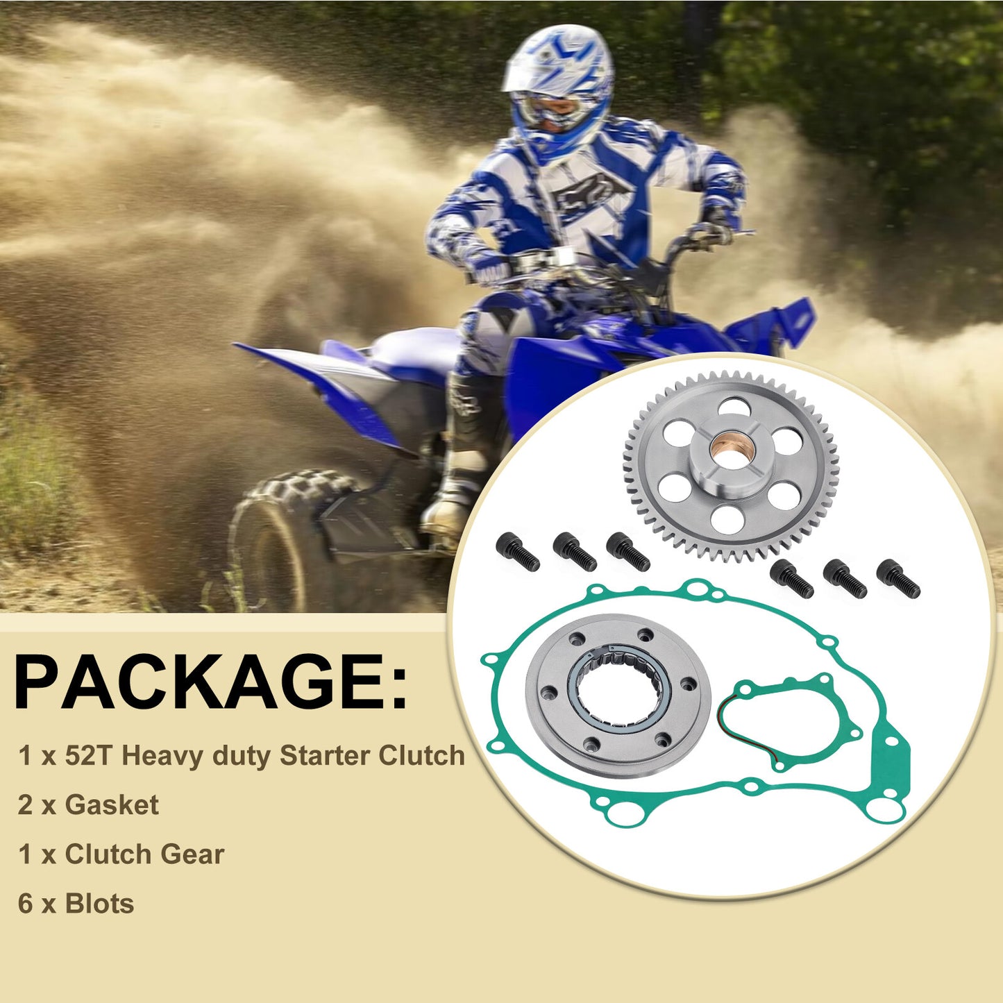 Starter Clutch Gear Kit for Yamaha YFM660R Raptor 660R (2004–2005)
