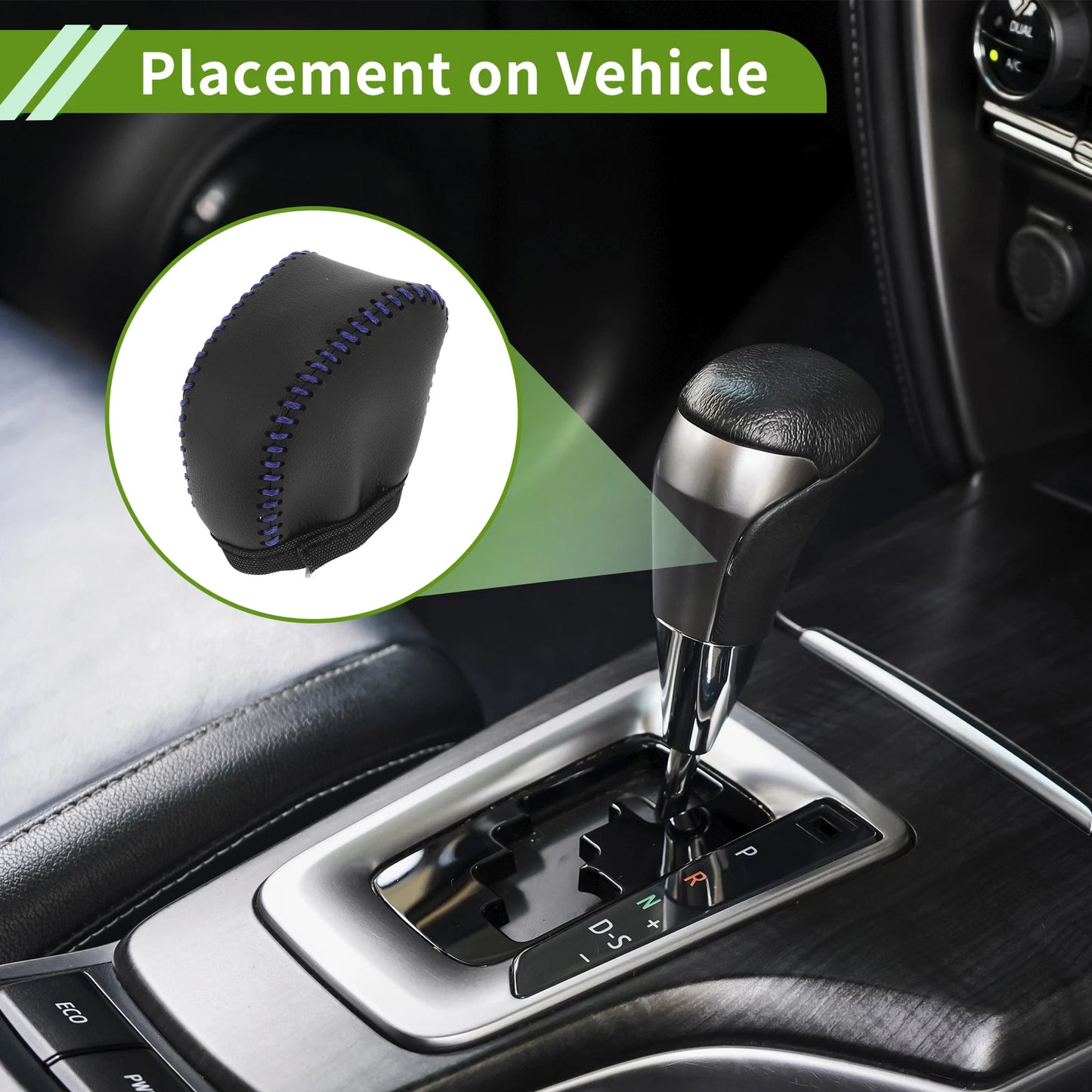 Gear Shift Knob Cover for Lexus NX250 (2022–2023) Black Blue Faux Leather
