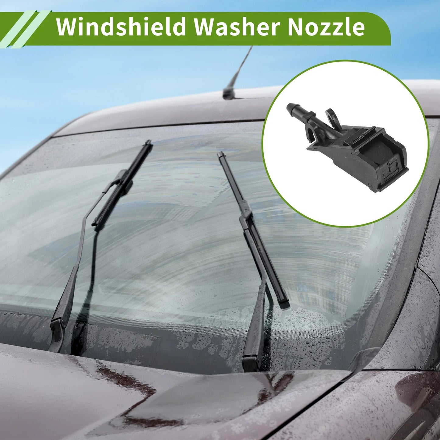 Set of 1 Windshield Washer Nozzle w/ Hose Connector for Volkswagen (No. 6E0955985)
