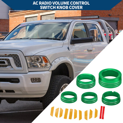 Set of 5 AC Gear Shift Headlight Media Knob Covers for Dodge RAM (2013–2017)