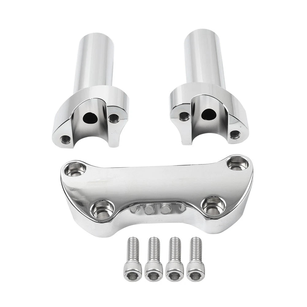 4" Handlebar Risers & 1" Top Clamp for Harley Softail, Dyna, Road King, Sportster