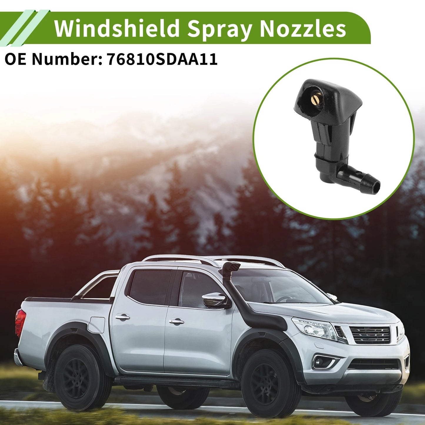 Windshield Washer Nozzle w/ Hose Connector for Honda (No. 76810SDAA11)