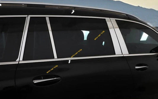 10PCS Chrome Steel Window Center Pillar Cover Trim for Benz GLS-Class (2020–2025)