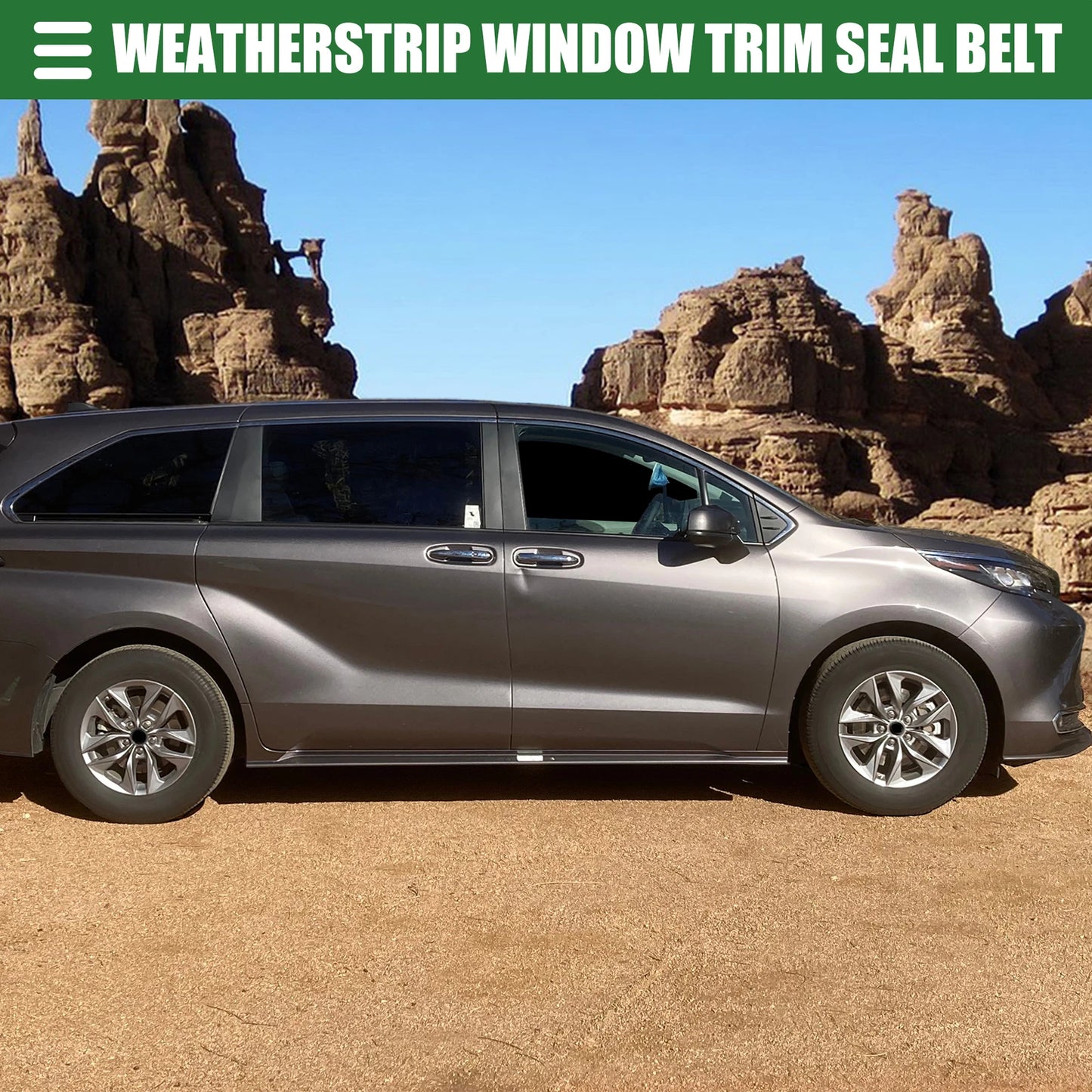 Front Right Door Window Belt Weatherstrip for Toyota Sienna (2011–2020) Black